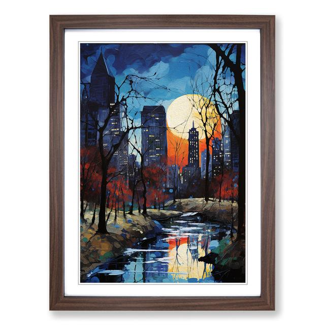 Central Park Expressionism - Single Picture Frame Art Prints on Wood Marlow Home Co. Size: 46cm H x 34cm W x 2cm D, Format: Walnut Framed on Productcaster.