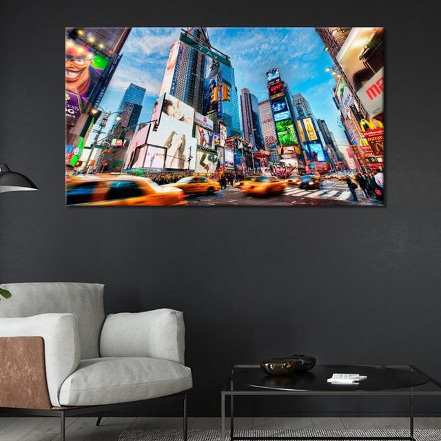 new york city times square - Wrapped Canvas Art Prints Marlow Home Co. Size: 75cm H x 127cm W on Productcaster.