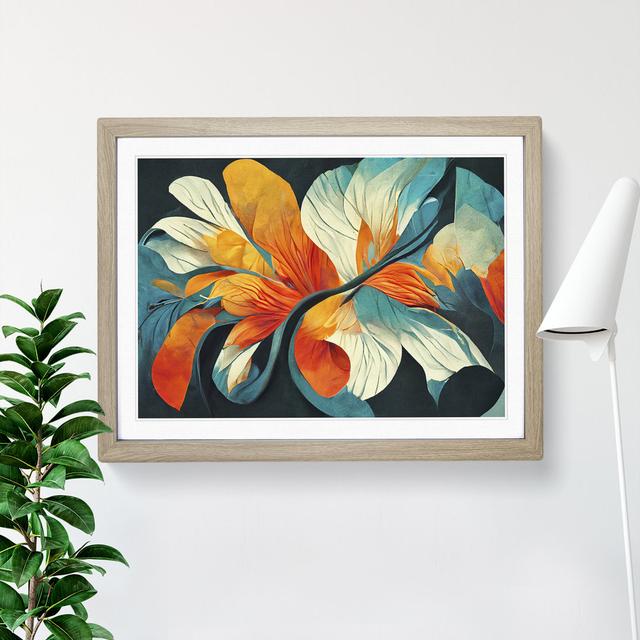 Abstract Floral Art Vol.1 - Picture Frame Painting Marlow Home Co. Size: 25cm H x 34cm W x 2cm D, Frame Colour: Oak on Productcaster.