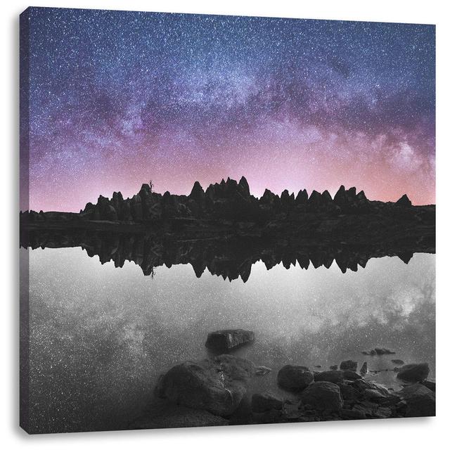 Leinwandbild Reflection of Starry Sky over Rocks Brayden Studio Größe: 60 cm H x 60 cm B x 1,8 cm T on Productcaster.