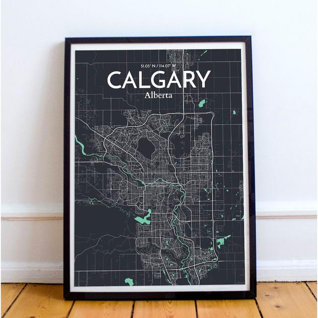 Calgary City Map - Unframed Graphic Art Print on Paper East Urban Home Size: 43.2cm H x 27.9cm W x 0.13cm D on Productcaster.