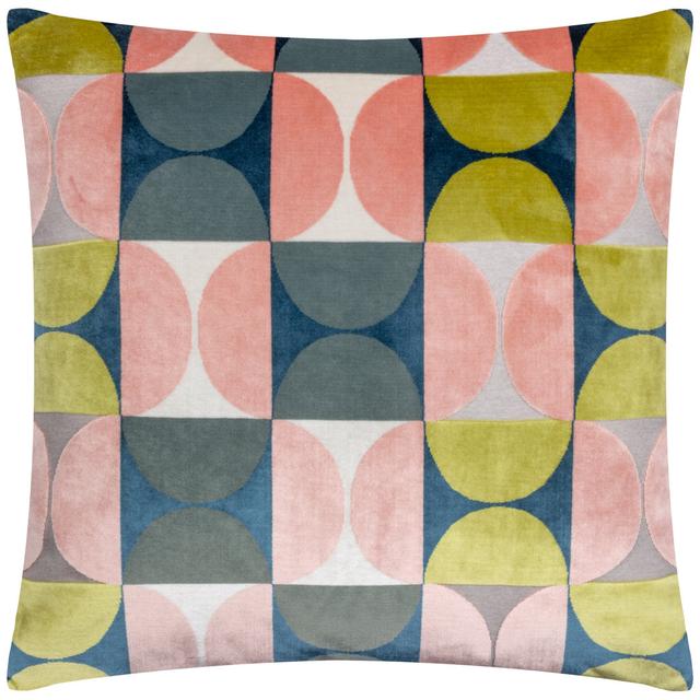 Bardot Geometric Square Throw Cushion Cover Paoletti Colour: Pink/Green on Productcaster.