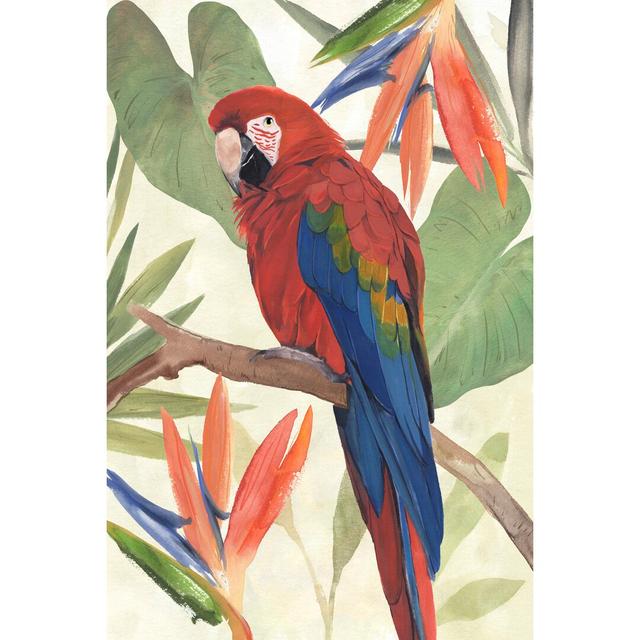 Tropical Parrot Composition II - Wrapped Canvas Painting Bay Isle Home Size: 46cm H x 30cm W x 3.8cm D on Productcaster.