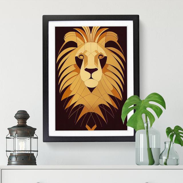 Lion Art Deco Vol.1 - Picture Frame Graphic Art Big Box Art Size: 46cm H x 34cm W x 2cm D, Frame Colour: Walnut on Productcaster.