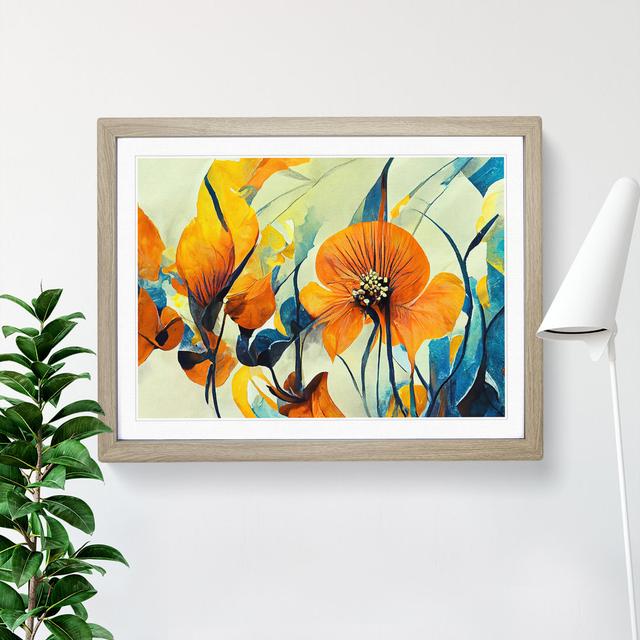 Flowers - Picture Frame Painting 17 Stories Frame Colour: Oak Framed, Size: 46cm H x 64cm W on Productcaster.