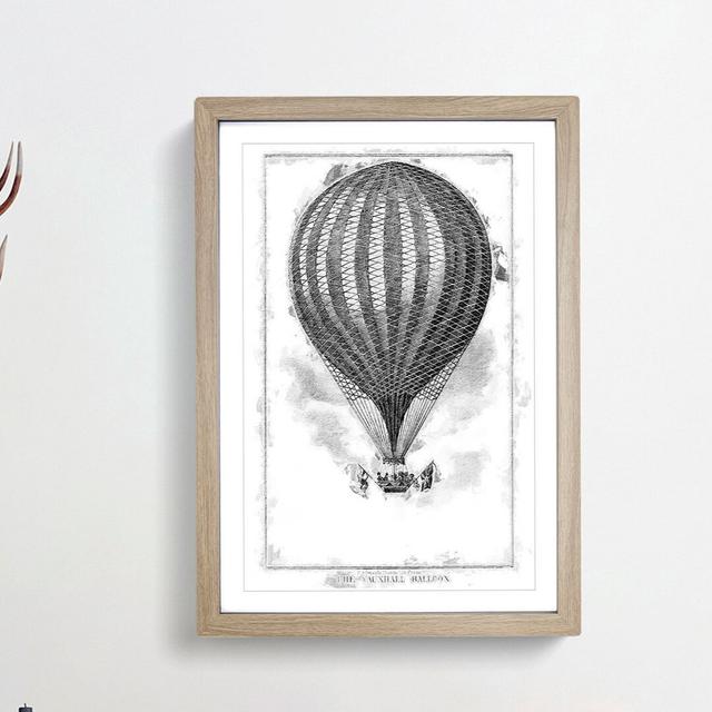 Hot Air Balloon by John Wise - Picture Frame Drawing Print East Urban Home Size: 48cm H x 36cm W x 2cm D, Frame Option: Oak Framed on Productcaster.