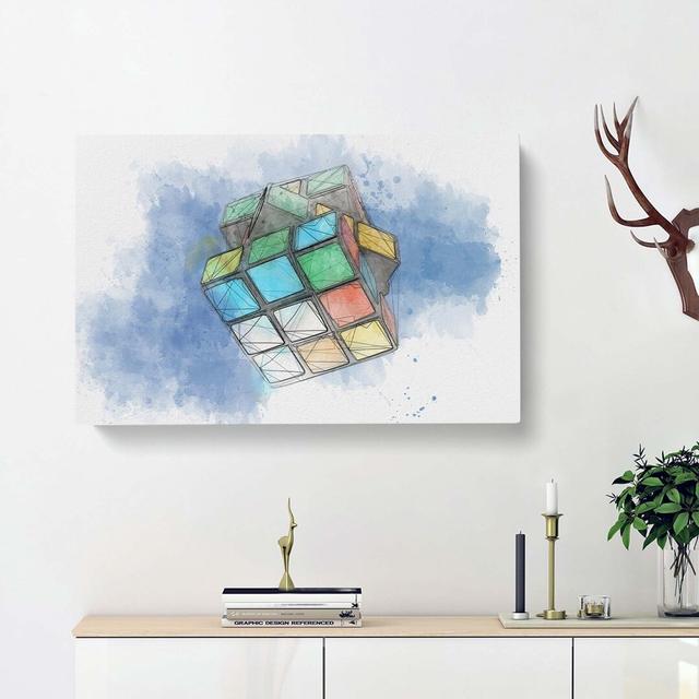 The Rubik Cube in Abstract - Wrapped Canvas Painting Print East Urban Home Size: 60cm H x 91cm W x 3cm D on Productcaster.