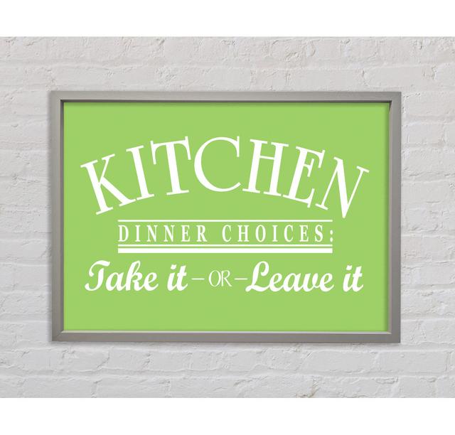 Dinner Choices Lime Green - Single Picture Frame Typography on Canvas Bright Star Size: 59.7cm H x 84.1cm W x 3.3cm D on Productcaster.