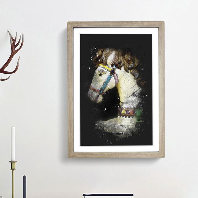 Vintage Rocking Horse - Picture Frame Graphic Art Print East Urban Home Frame Option: Oak Framed, Size: 33cm H x 24cm W x 2cm D on Productcaster.