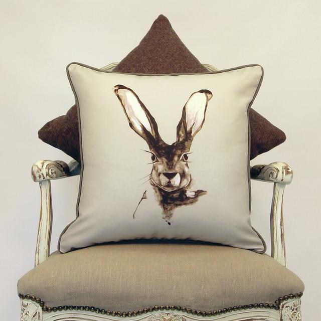 Plainville Jackrabbit Cotton Cushion with Filling August Grove Colour: Stone on Productcaster.