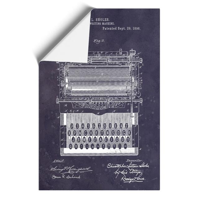 Typewriter Patent Dark - Unframed Drawing East Urban Home Size: 42cm H x 30cm W x 0.1cm D on Productcaster.