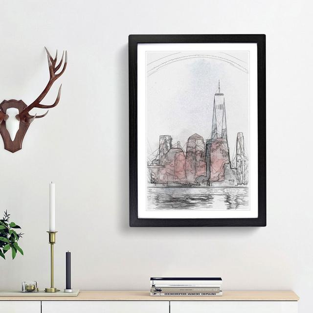 Downtown New York City Skyline in Abstract - Picture Frame Graphic Art Print on MDF East Urban Home Frame Option: Black Framed, Size: 65cm H x 48cm W on Productcaster.