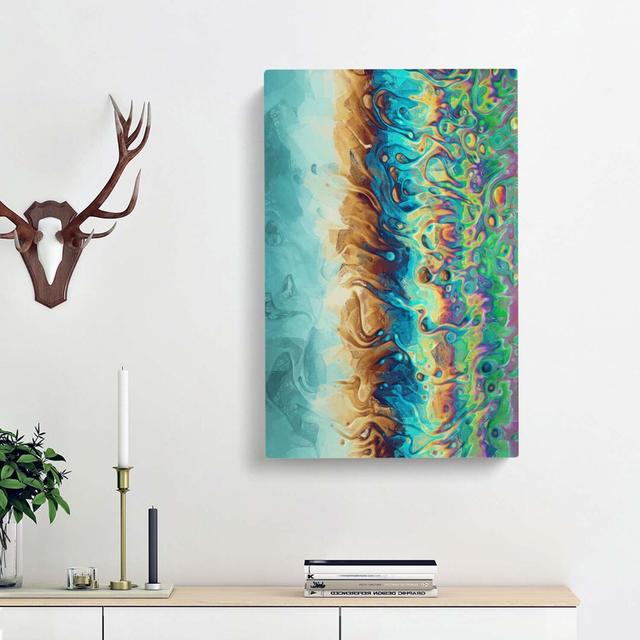 Neon Swim In Abstract - Wrapped Canvas Print East Urban Home Size: 76cm H x 50cm W x 3cm D on Productcaster.