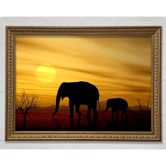 Elephant Safari Desert - Single Picture Frame Art Prints Ebern Designs Size: 100cm H x 141.4cm W on Productcaster.