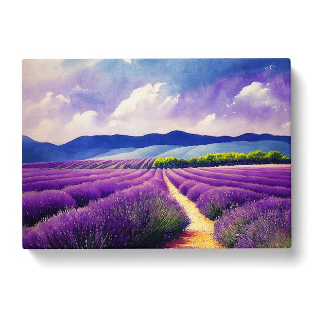 Lavender Field Watercolour Vol.2 - Wrapped Canvas Graphic Art Lily Manor Size: 40cm H x 60cm W x 3cm D on Productcaster.