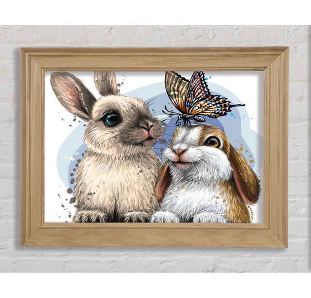 The Cute Bunnies With Butterfly - Single Picture Frame Art Prints Bright Star Size: 84.1cm H x 142.2cm W on Productcaster.