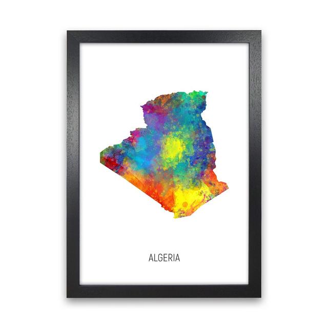 Algeria Watercolour Map by Michael Tompsett - Graphic Art Latitude Run Format: Black Framed, Size: 46cm H x 34cm W x 3cm D on Productcaster.