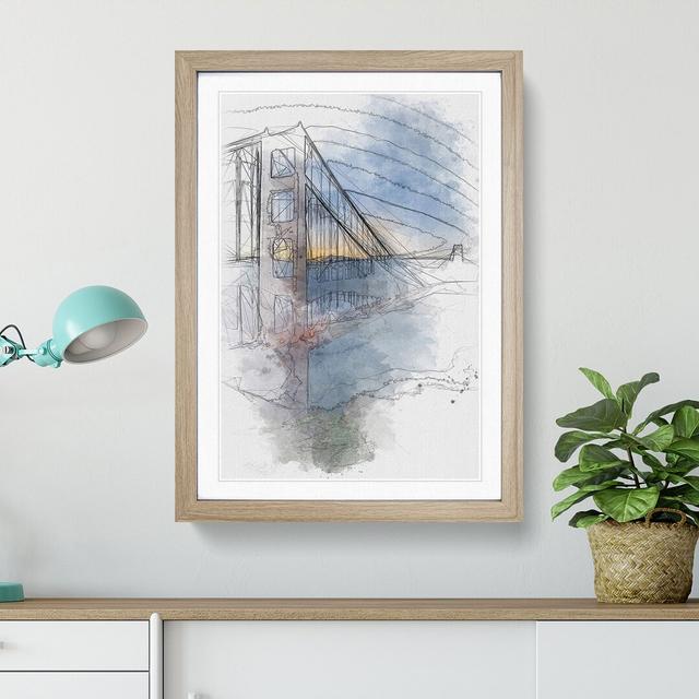 Mist Over The Golden Gate Bridge - Single Picture Frame Painting on MDF East Urban Home Size: 45cm H x 33cm W x 2cm D, Format: Oak Framed on Productcaster.