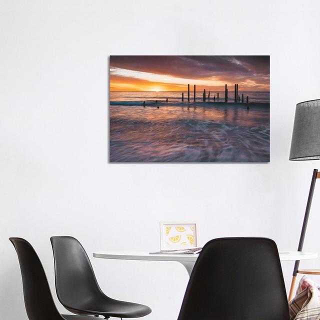 Ocean Jetty Sunset Highland Dunes Size: 66.04cm H x 101.60cm W on Productcaster.