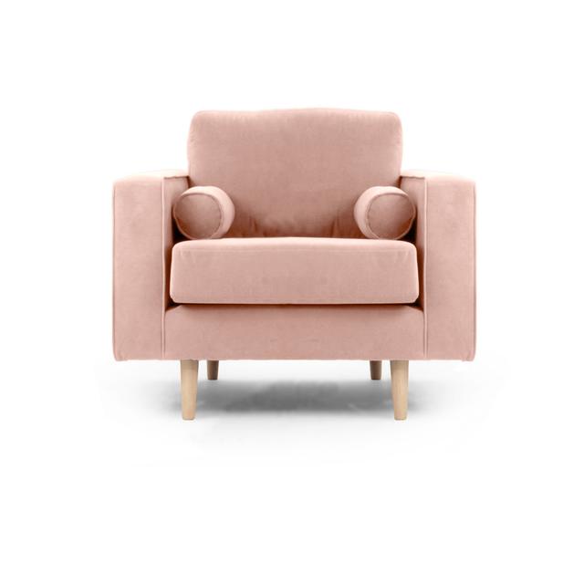 Boubacar Armchair Brayden Studio Leg Colour: Natural, Upholstery Colour: Blush on Productcaster.