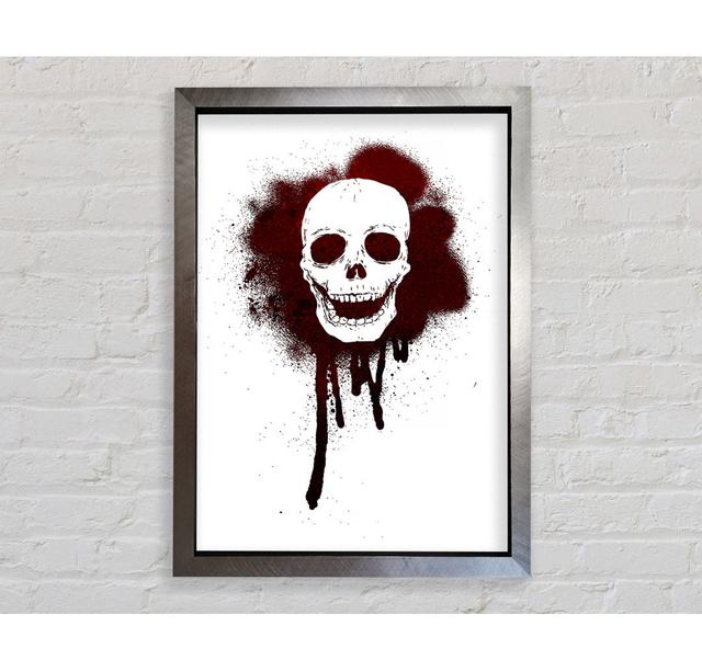 Spray Paint Skull Framed Print Wall Art Happy Larry Size: 42cm H x 59.7cm W x 3.4cm D, Format: Silver Framed Paper on Productcaster.