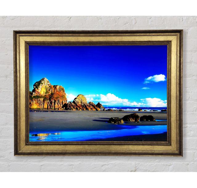 Rocky Blue Beach Framed Print Highland Dunes Size: 21cm H x 42cm W x 8cm D on Productcaster.