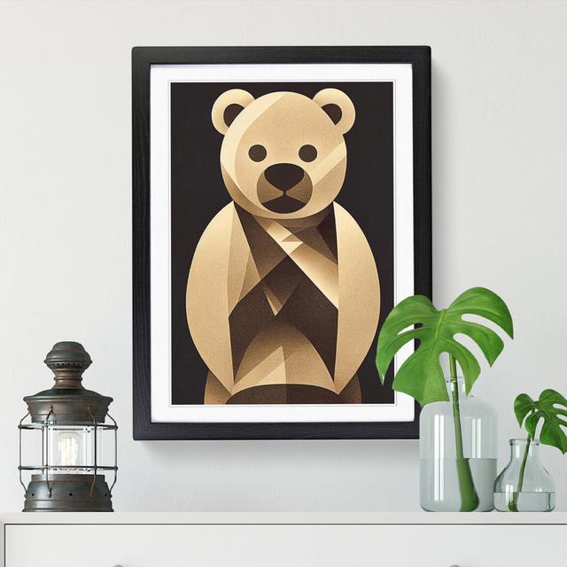 Teddy Bear Art Deco Style - Single Picture Frame Print Harriet Bee Frame Option: Oak, Size: 64cm H x 46cm W x 2cm D on Productcaster.