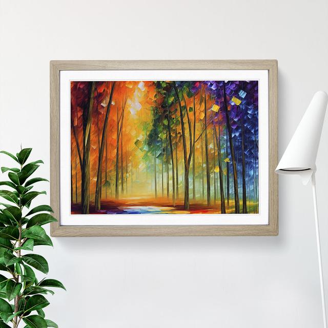 Shimmering Forest Vol.3 Abstract - Single Picture Frame Painting Alpen Home Size: 25cm H x 34cm W x 2cm D, Frame Colour: Oak on Productcaster.