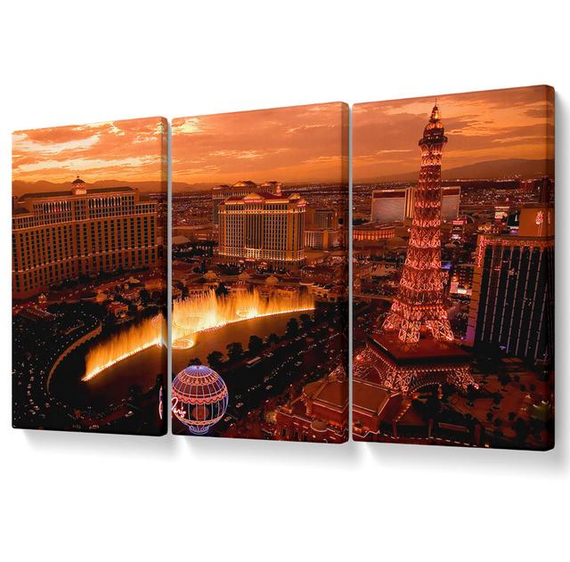 Las Vegas Little Eiffel Tower - 3 Piece Wrapped Canvas Graphic Art Ebern Designs Size: 101.6cm H x 203cm W on Productcaster.