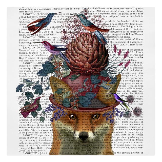 Bird Catcher - Fox with Artichoke - Wrapped Canvas Graphic Art Happy Larry Size: 80cm H x 80cm W on Productcaster.