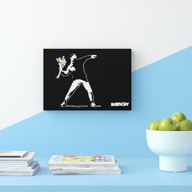 Flower Thrower by Banksy - Wrapped Canvas Graphic Art Print East Urban Home Size: 81.3 cm H x 121.9 cm W on Productcaster.