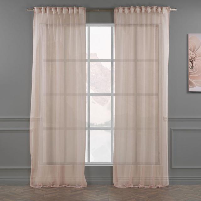 Extra Long & Extra Wide Dots Patterned Lace Curtain Panels (Set of 2) Lilijan Home & Curtain Colour: Pink, Panel Size: Width 140 x Drop 265cm on Productcaster.