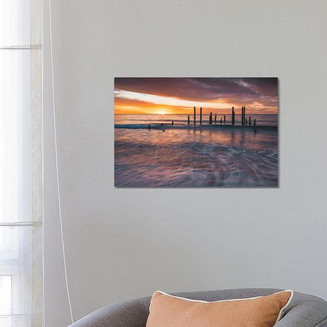 Ocean Jetty Sunset Highland Dunes Size: 45.72cm H x 66.04cm W on Productcaster.