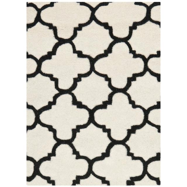 Vaughn Handmade Tufted Wool Ivory/Black Rug Canora Grey Rug Size: Rectangle 91 x 152cm on Productcaster.