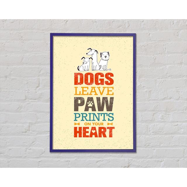 Dogs Leave Paw Prints Framed Print Wall Art Happy Larry Size: 59.7cm H x 42cm W x 2cm D, Format: Purple Framed Paper on Productcaster.