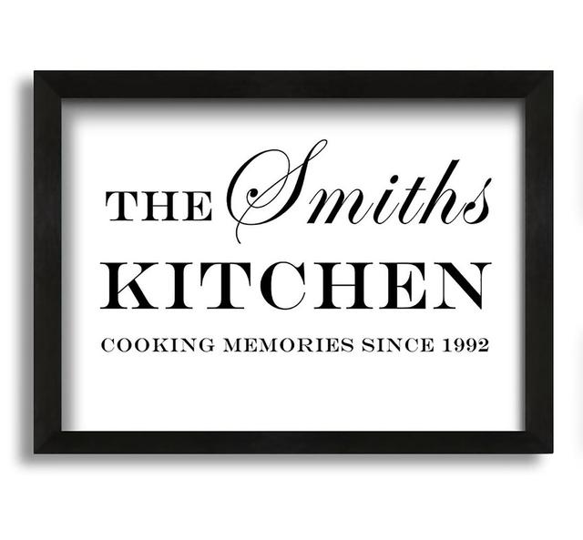 Your Family Name and Date Kitchen - Picture Frame Typography on Canvas August Grove Size: 42cm H x 60cm W x 10cm D, Colour: White on Productcaster.