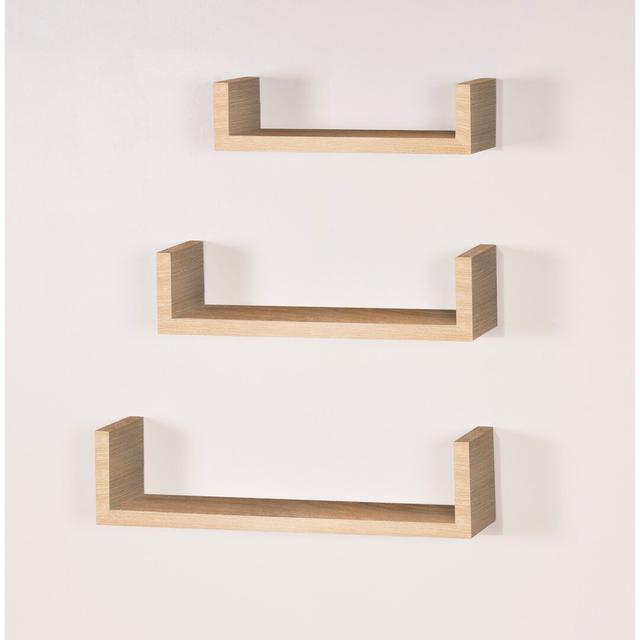 Hudson Shelf Kits, pack of 3 bookend wall shelves Core Products Finish: Oak on Productcaster.