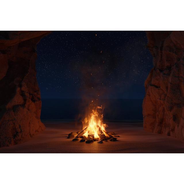 Bonfire in front of Sea by BrilliantEye - Wrapped Canvas Photograph House of Hampton Size: 61cm H x 91cm W x 3.8cm D on Productcaster.