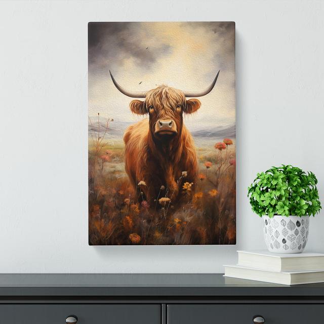 Highland Cow Romanticism No.2 - No Frame Print Alpen Home Size: 50cm H x 35cm W x 3cm D on Productcaster.