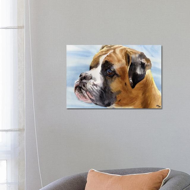 Peter Pan - Boxer Dog by Judith Stein - Wrapped Canvas Painting Ophelia & Co. Size: 45.72cm H x 66.04cm W on Productcaster.