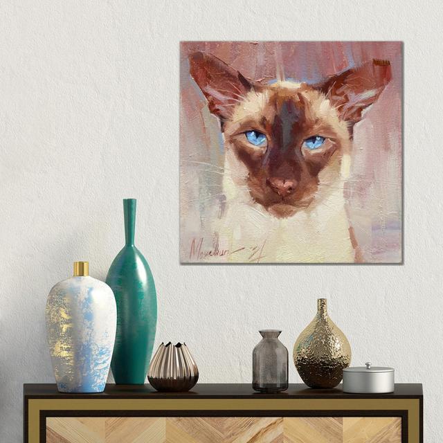 Siamese Cat by Alex Movchun - Gallery-Wrapped Canvas Giclée on Canvas Rosalind Wheeler Size: 45.72cm H x 45.72cm W, Format: Wrapped Canvas on Productcaster.