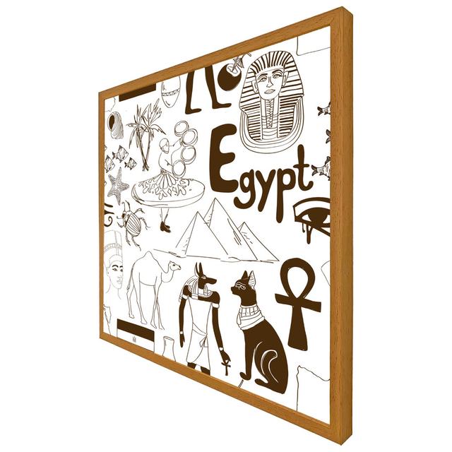 Iselin Hand Drawn Sketch Egypt - Print Latitude Vive Size: 31cm H x 31cm W x 4cm D, Format: Light Brown Framed on Productcaster.