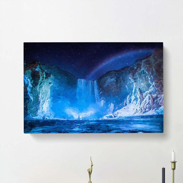 Skogafoss Waterfall In Iceland In Abstract - Wrapped Canvas Print East Urban Home Size: 60cm H x 91cm W x 3cm D on Productcaster.