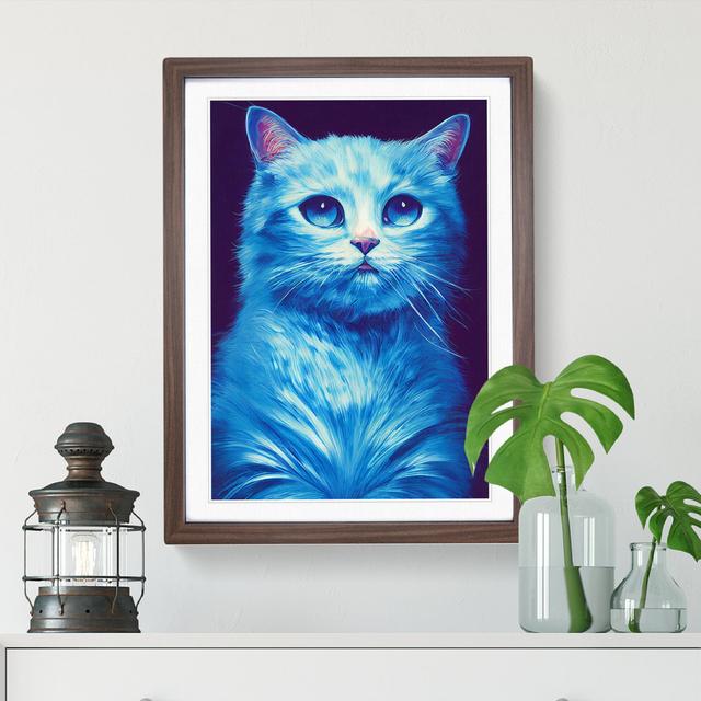 Young Cat - Picture Frame Painting Marlow Home Co. Size: 64cm H x 46cm W x 2cm D, Frame Colour: Walnut on Productcaster.