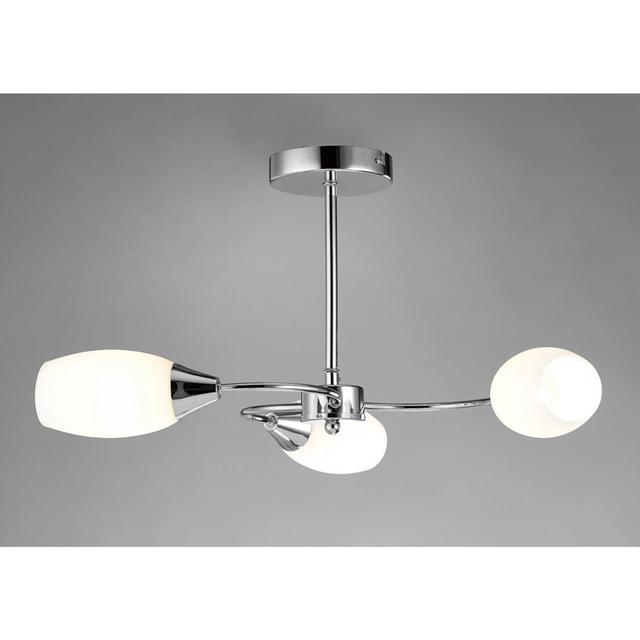 Denia Semi Ceiling 3 Light E14 Polished Chrome/Opal Glass - D0028 Deco on Productcaster.