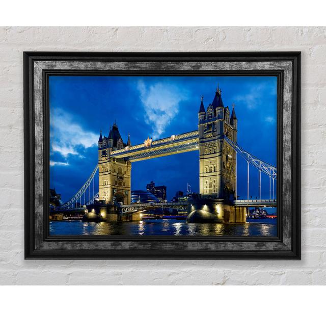 London Tower Bridge Blue Night Skys - Single Picture Frame Art Prints Bright Star Size: 59.7cm H x 84.1cm W x 8cm D on Productcaster.