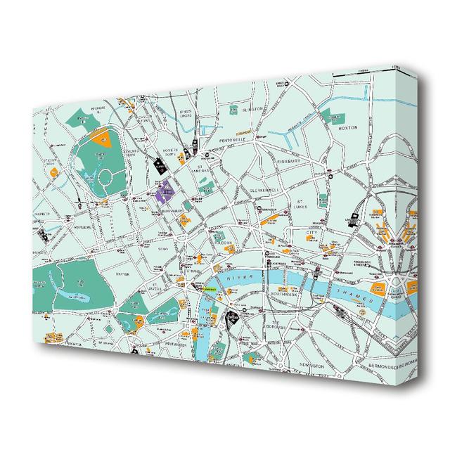 London Map - Wrapped Canvas Graphic Art Print East Urban Home Size: 50.8cm H x 81.3cm W on Productcaster.