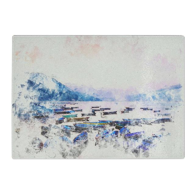 Tempered Glass Boats on Phewa Tal Lake in Nepal Chopping Board East Urban Home Size: 28.5 cm x 39 cm on Productcaster.