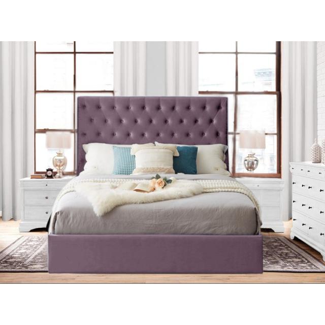 Jani Upholstered Bed Mercer41 Size: Kingsize (5'), Colour: Lilac on Productcaster.