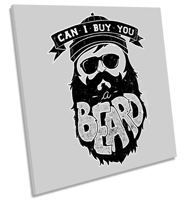 Can I Buy You A Beard Picture CANVAS WALL ART Square Print Happy Larry Size: 60cm H x 60cm W x 2cm D on Productcaster.